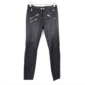 Coach Black Calfskin Italian Leather Pants 0 NWOT